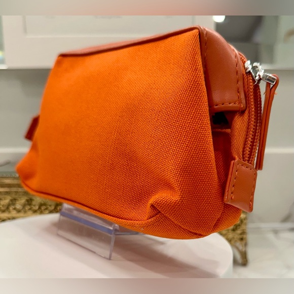 Ettinger for ANA - Orange Canvas/Leather Cosmetic/Travel Bag & Hideaway Tote EUC - Picture 7 of 16